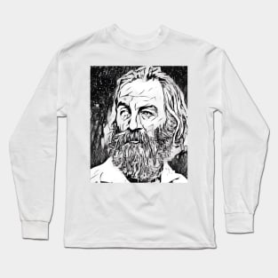 Walt Whitman Portrait | Walt Whitman Artwork Black and White 3 Long Sleeve T-Shirt